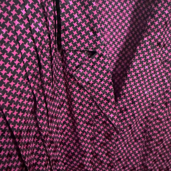 Vintage 80s Francesca of Damon for Starington 100% Silk Blouse Magenta & Blk Sz6 - Picture 7 of 9